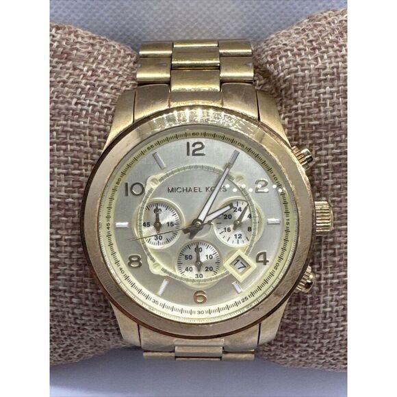 Michael Kors Runway MK8077 Men's Gold Stainless Steel Analog Dial Watch JNA686 - Picture 1 of 11